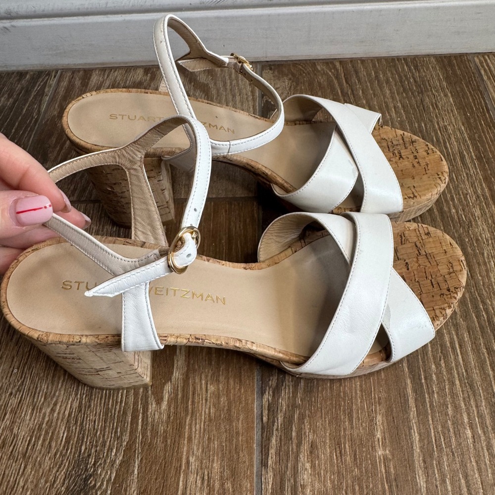 Start Weitzman white platform sandal size‎ 10